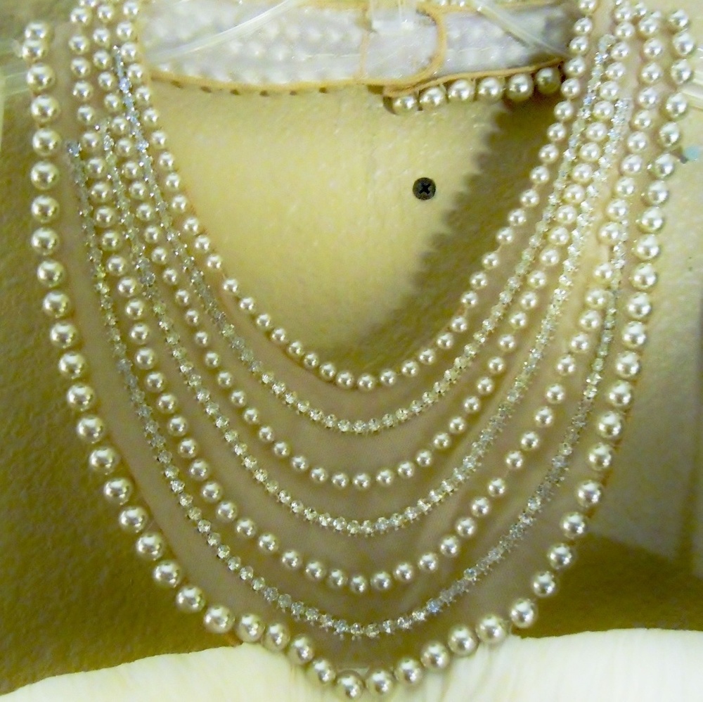 Aiden Maddox pearl and white chiffon dress